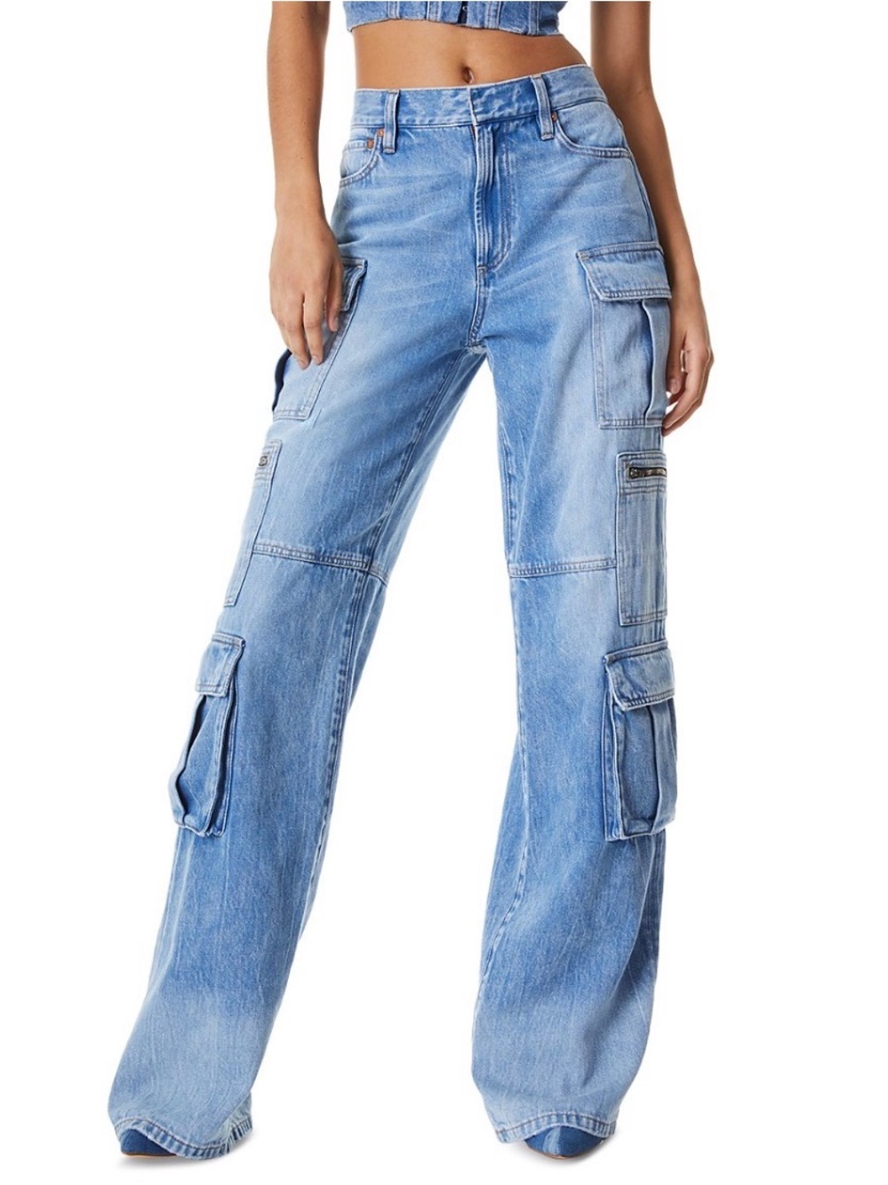 Alice and Olivia Wide-Leg Cargo Jeans for Women